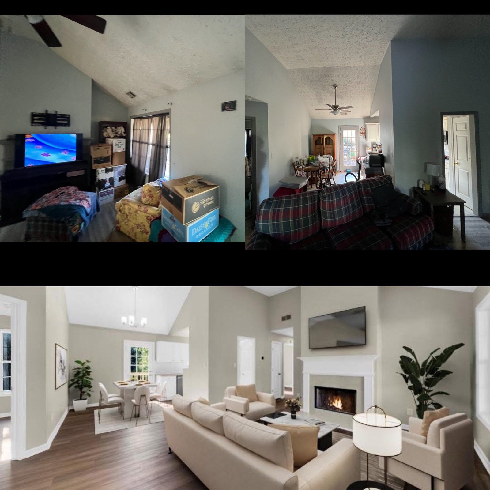 Living room staged after remodel