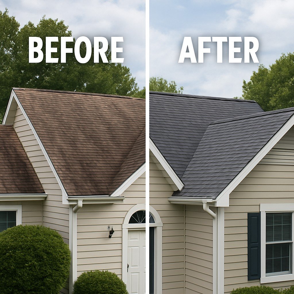 Roof before and after split